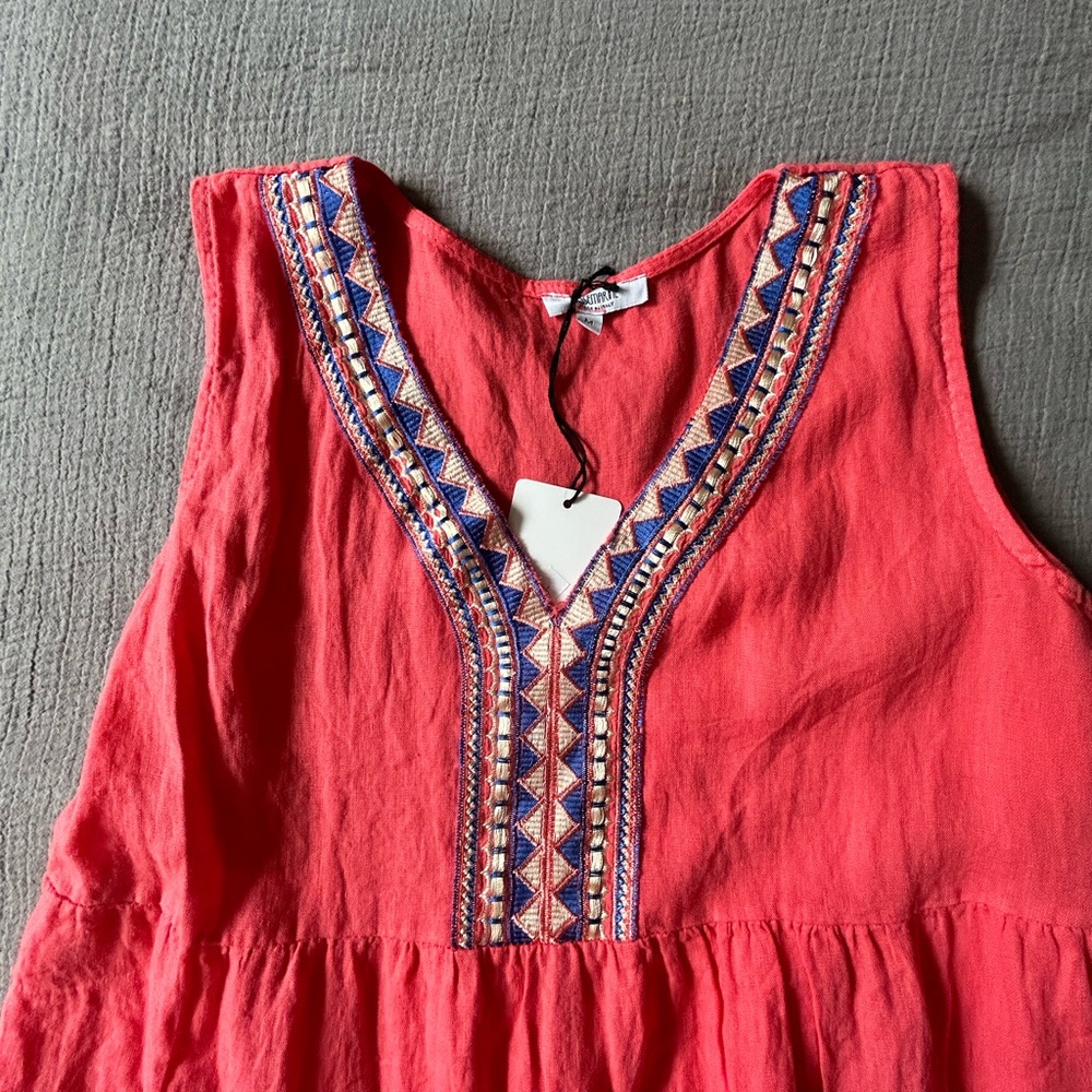 100%Linen Embroidered Dress